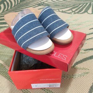 AEROSOLES Florida Denim Stripe 362 fabric slide sandal SIZE 7 M